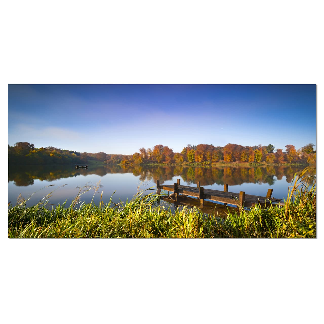 Designart - Still Waters of Fall Lake - Landscape Canvas Art Print